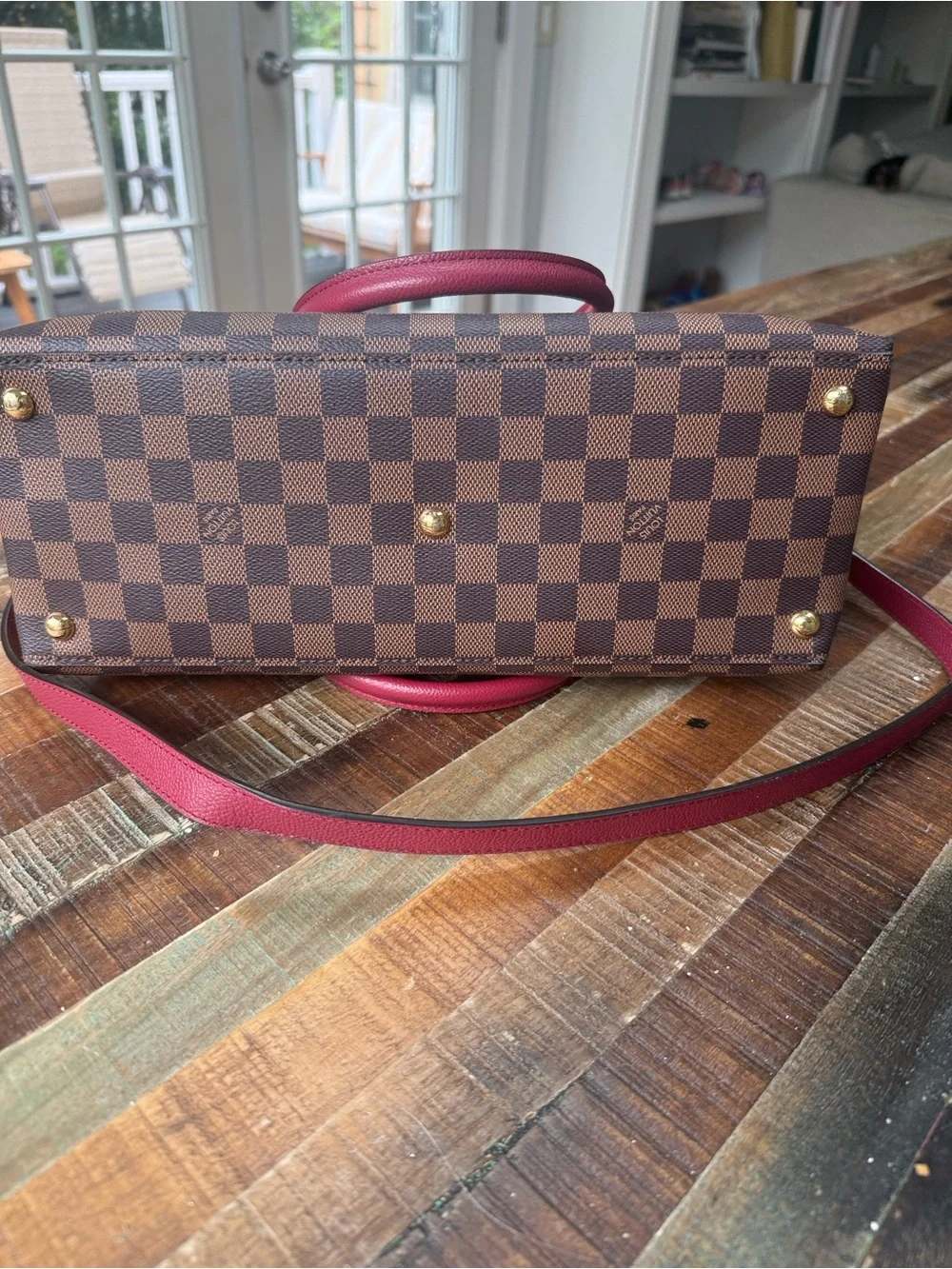 Louis Vuitton Riverside Damier Ebene Canvas Tote with Burgundy Trim - Picture 8 of 8